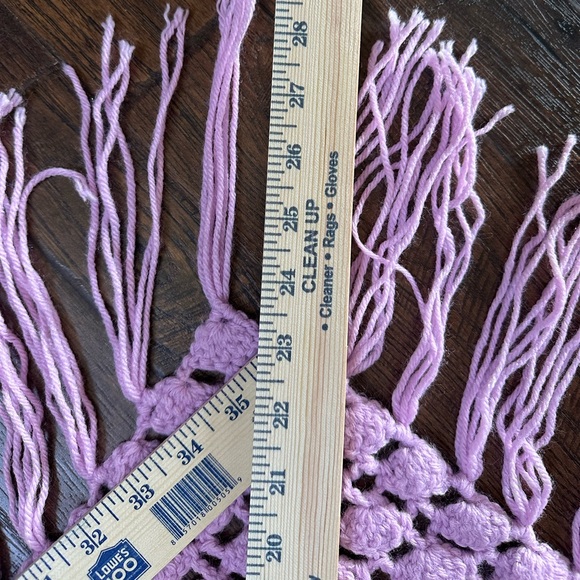 Pink Mauve Crochet Shawl handmade 36” each side 6” fringe - Picture 9 of 14